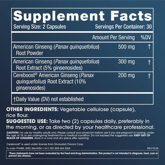ProHealth Full Spectrum Ginseng capsules pack showcasing balanced vitality throughout the day.
