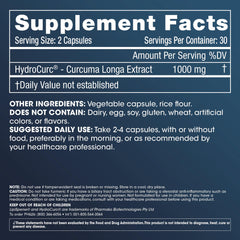 ProHealth HydroCurc bottle label close-up showing purity and testing.