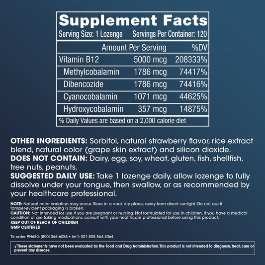 Close-up of ProHealth Longevity B12 lozenges emphasizing methylation support.