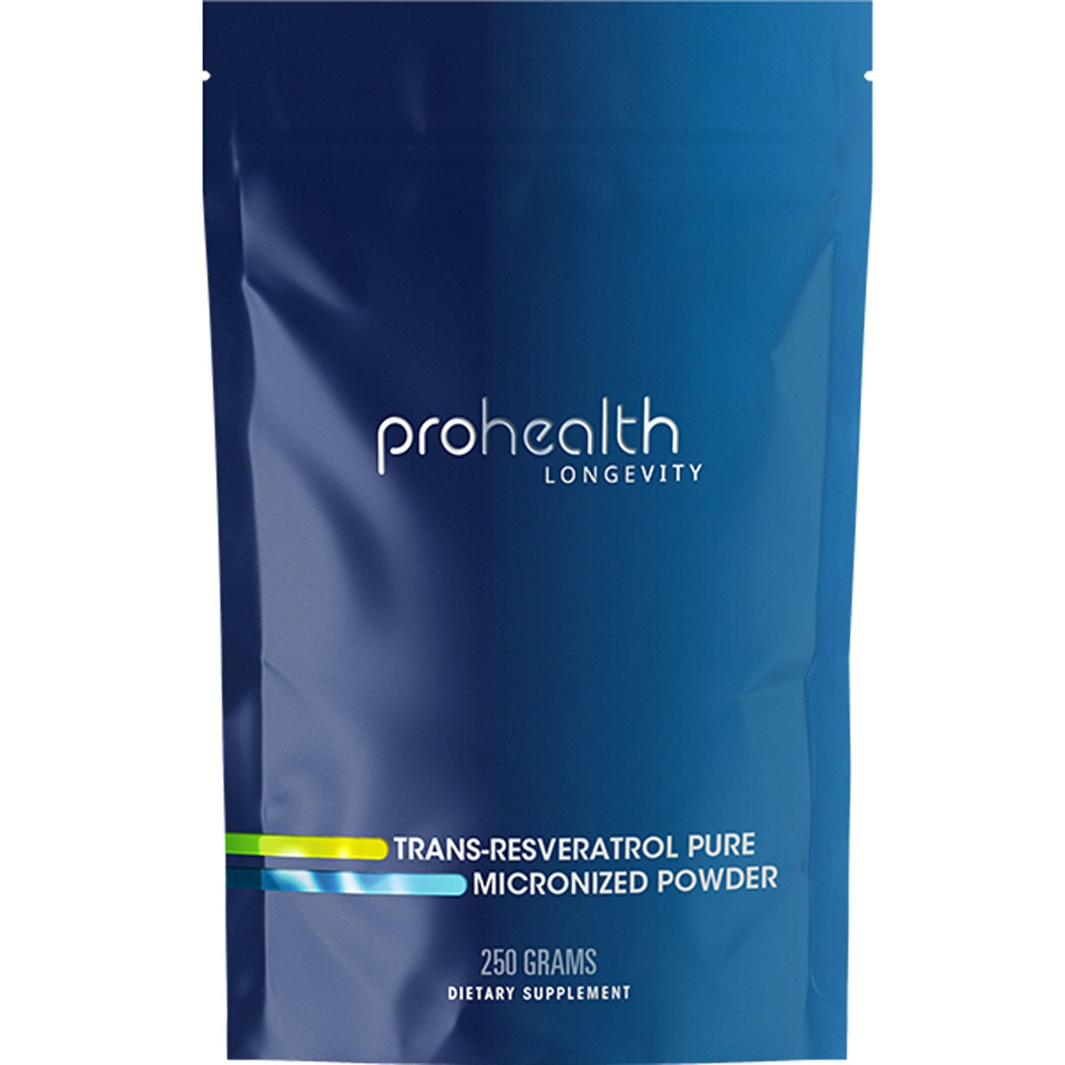 ProHealth Longevity Trans-Resveratrol powder bottle for daily wellness support.