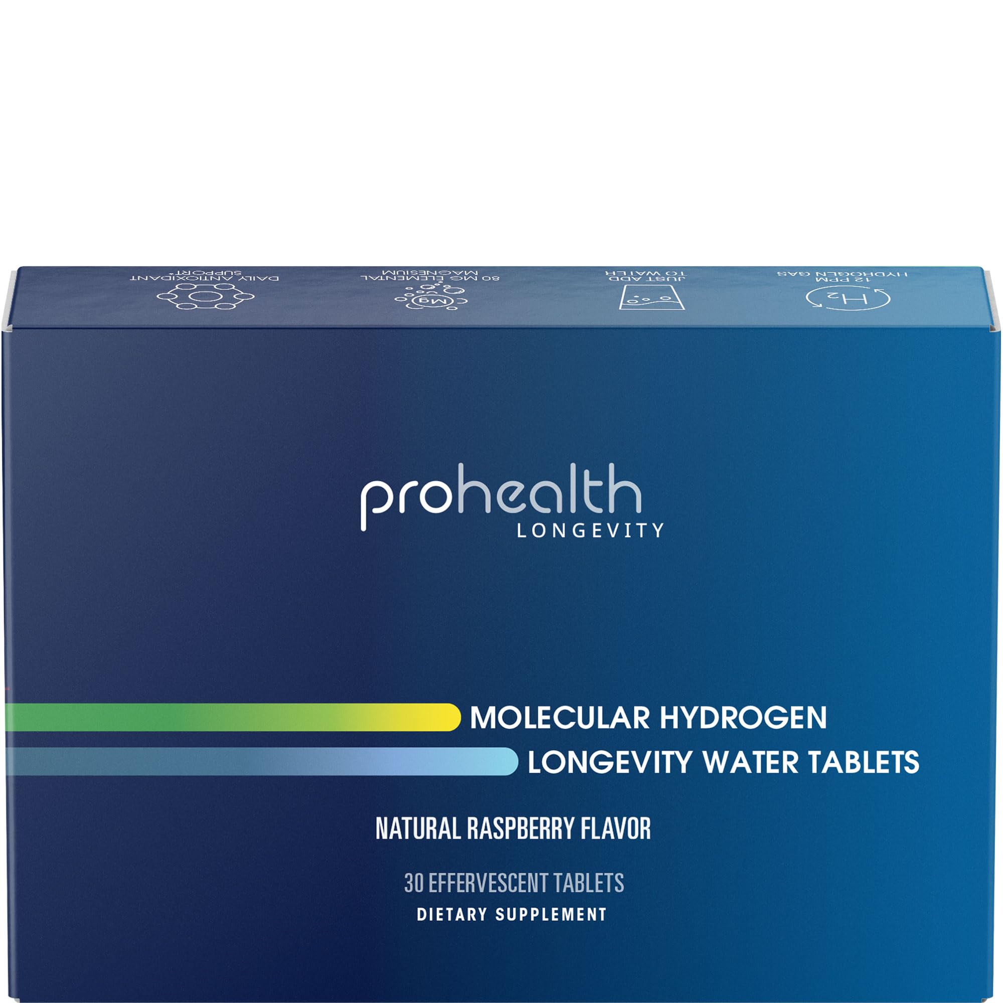 ProHealth Hydrogen Longevity raspberry tablets bottle, refreshing flavor and convenient hydration