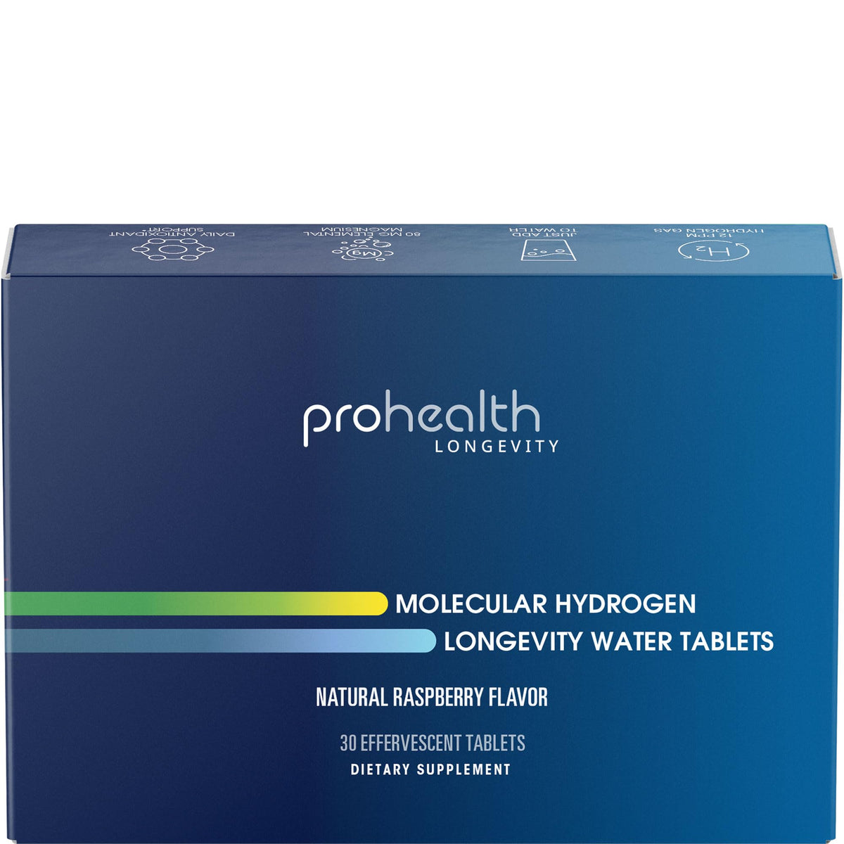 ProHealth Hydrogen Longevity raspberry tablets bottle, refreshing flavor and convenient hydration