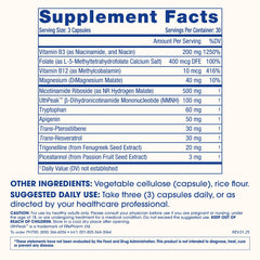 ProHealth NAD Triple Boost ingredients graphic highlights NR NMNH pterostilbene and apigenin