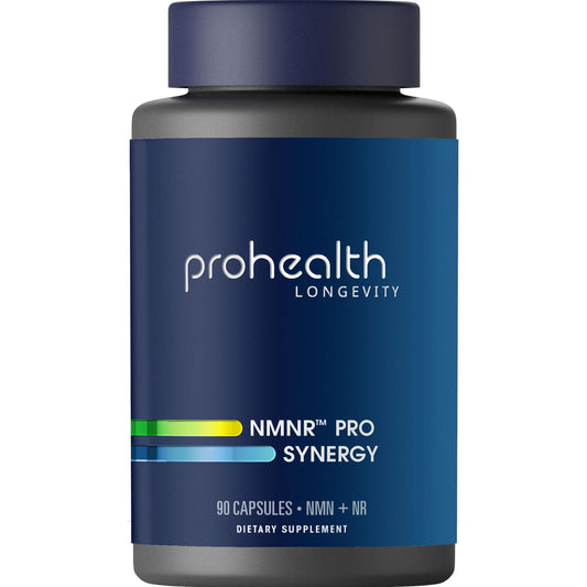 ProHealth NMNR Pro Synergy bottle front shows compact daily NAD+ precursor option.