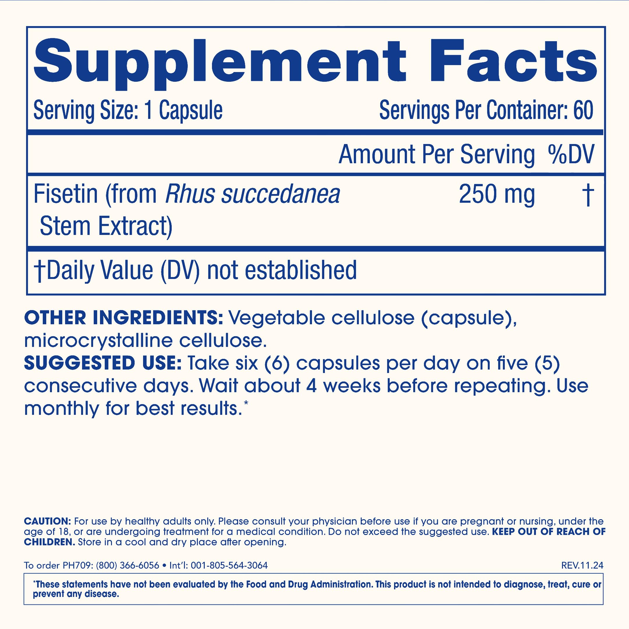 ProHealth Pure Fisetin 5-day reset concept on label