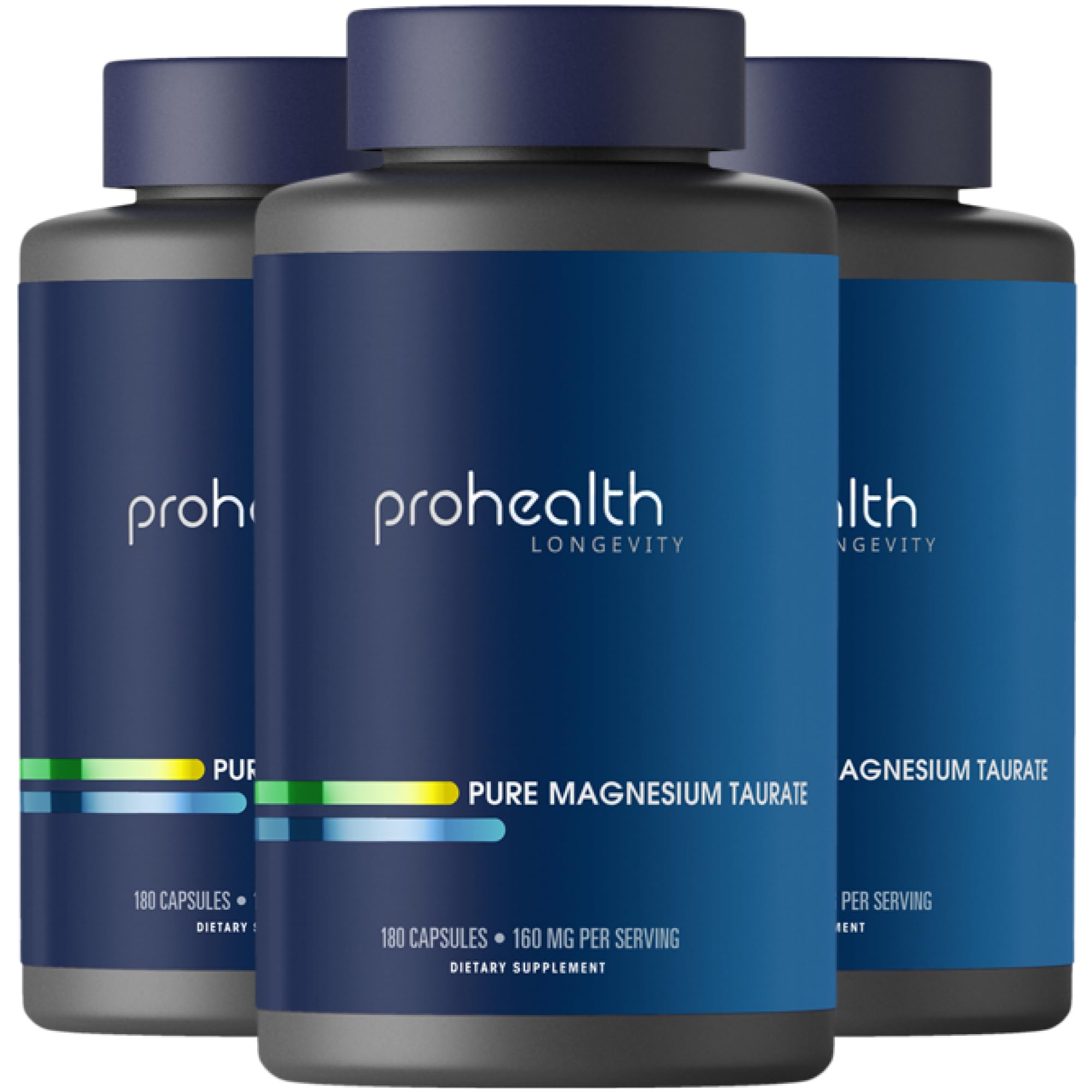ProHealth Pure Magnesium Taurate bottle shows 160 mg per serving for daily wellness