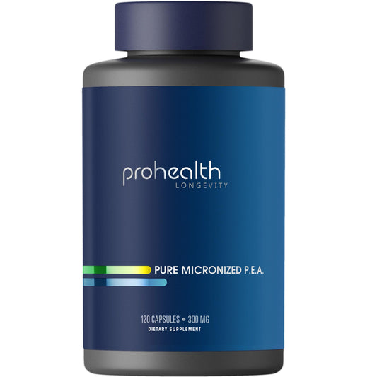 ProHealth Pure Micronized P.E.A. bottle for daily use and temporary discomfort support.
