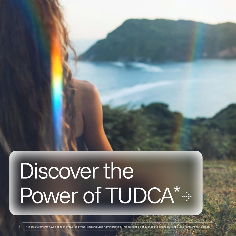 ProHealth Pure TUDCA capsules closeup showing 500 mg serving and potency.