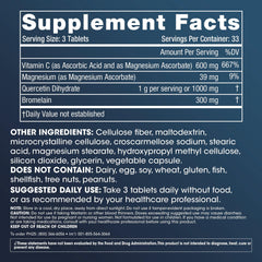 Label close-up highlighting antioxidant flavonoids in ProHealth Quercetin and Bromelain