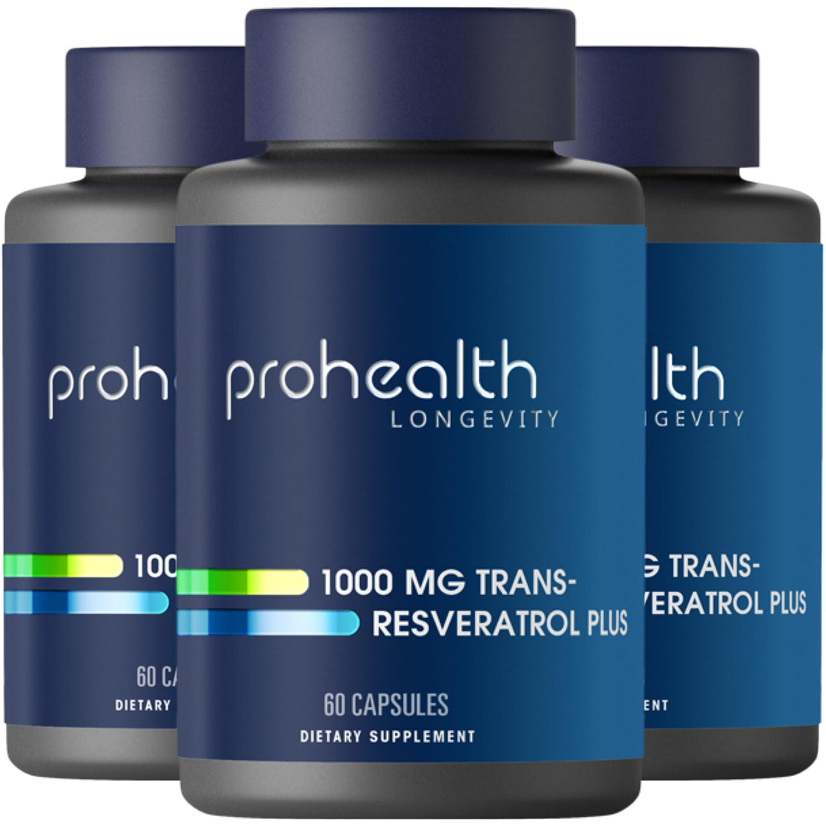 ProHealth Trans-Resveratrol Plus bottle highlights high potency for daily supplementation.