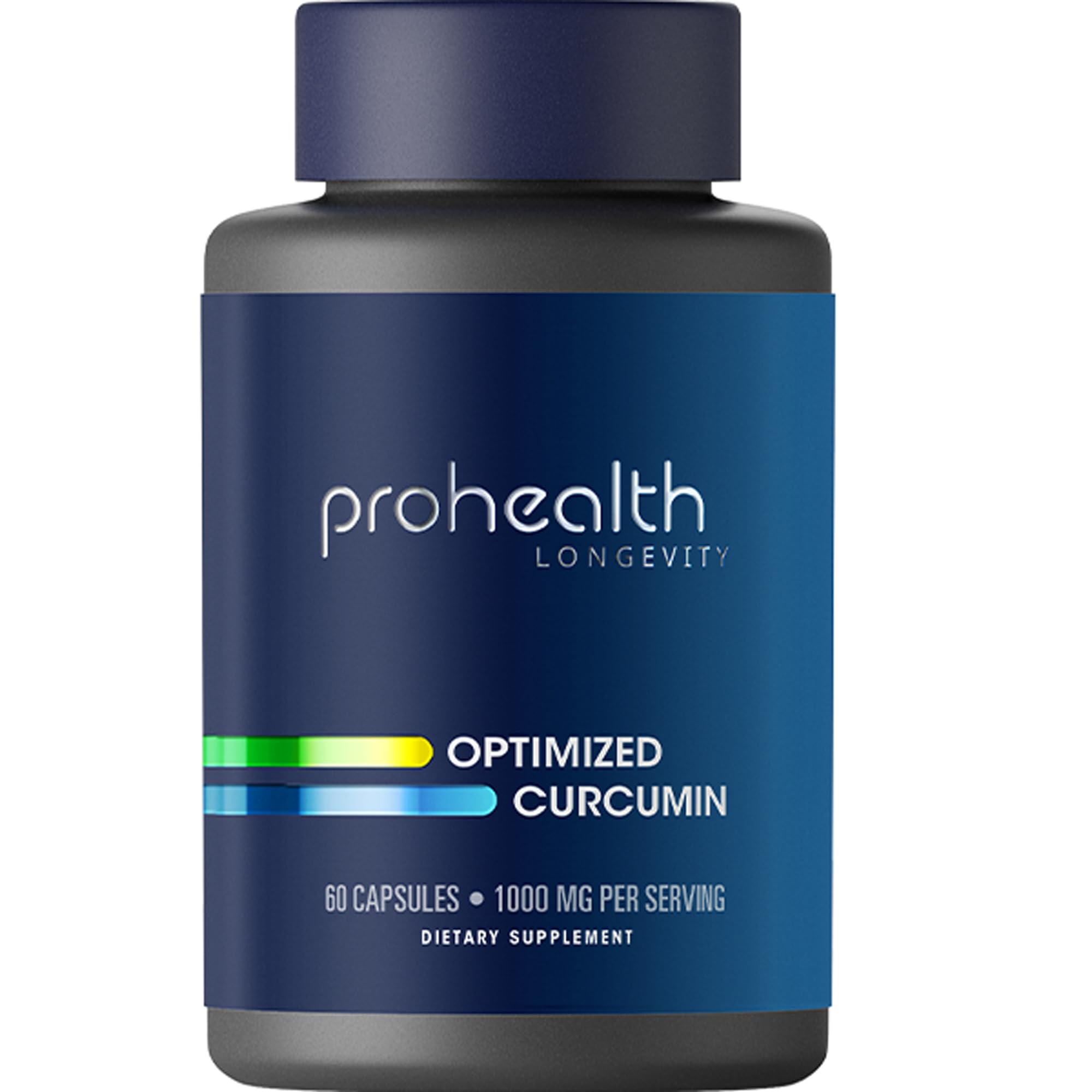 ProHealth Turmeric Curcumin bottle label with 60 capsules for daily use