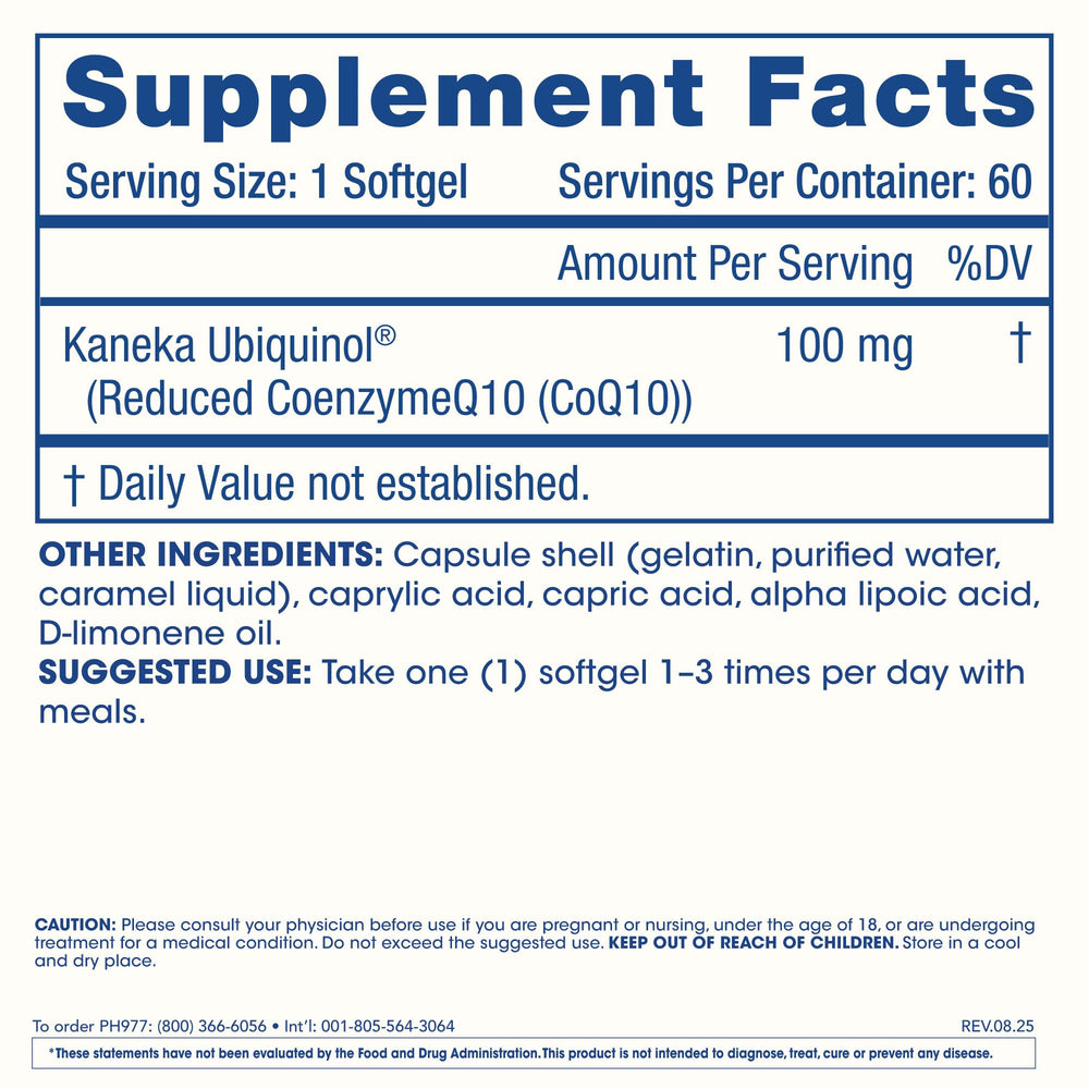 ProHealth Ubiquinol CoQ-10 bottle label highlighting USA-made quality and testing.