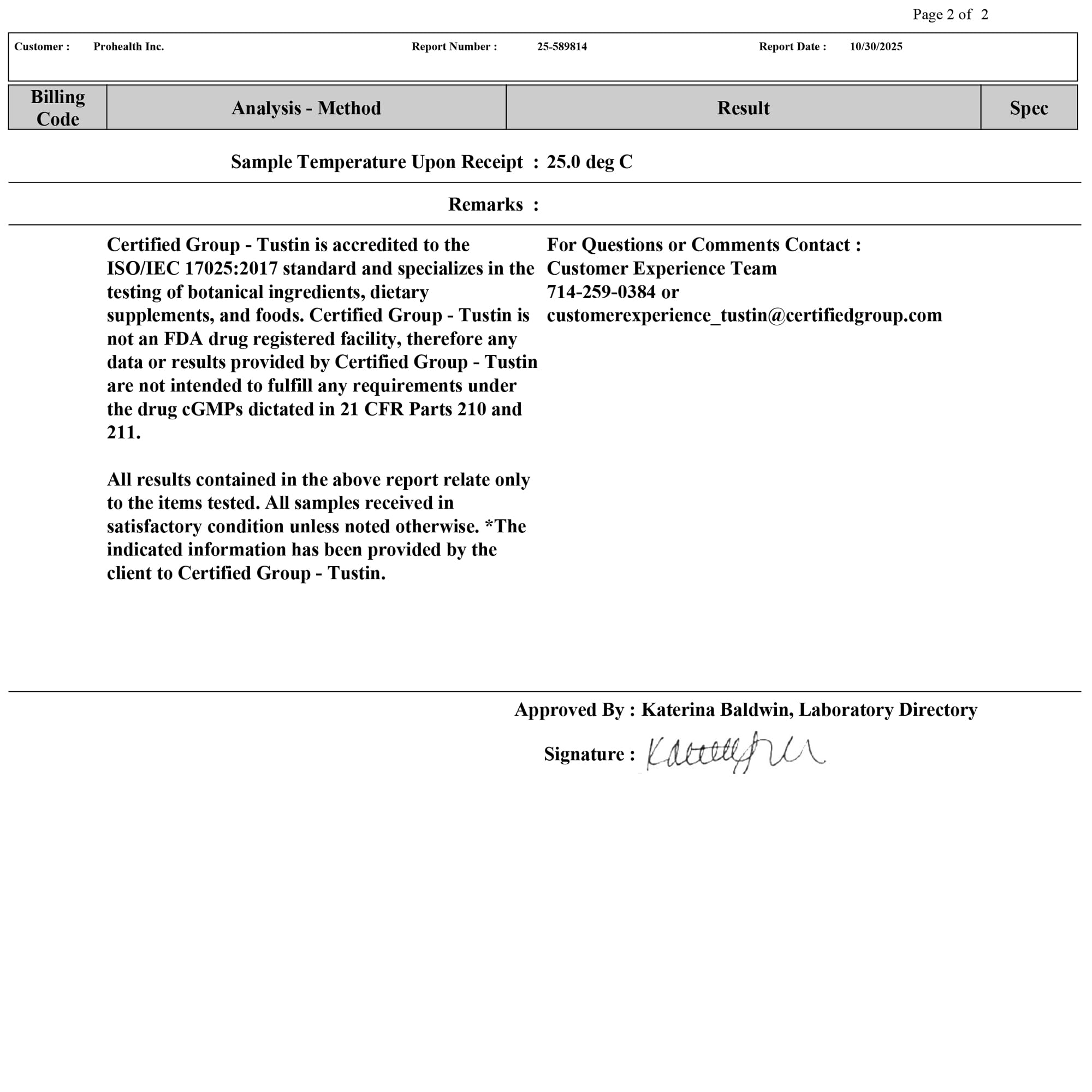 ProHealth Ultimate Olive Oil+ lab certificates indicate third-party testing for quality assurance