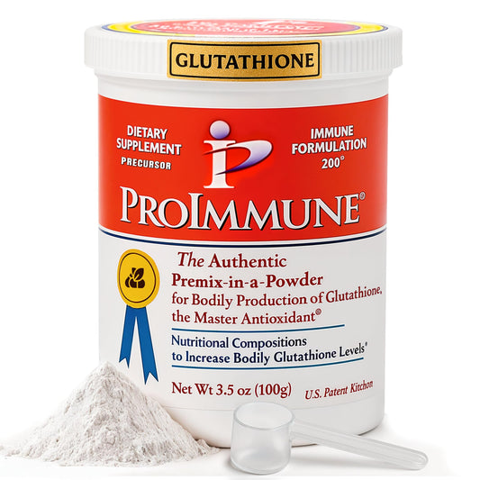 ProImmune Glutathione Supplement bottle front with a clean label for daily antioxidant support.