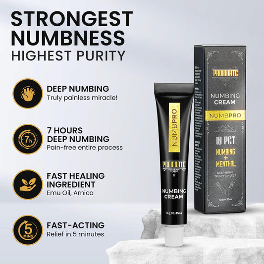 Packaging box for Proinnate Pro Numbing Cream highlighting max strength