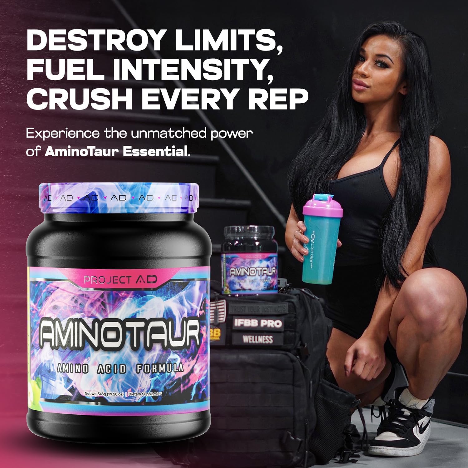Aminotaur powder scoop ready for a pre-workout energy boost