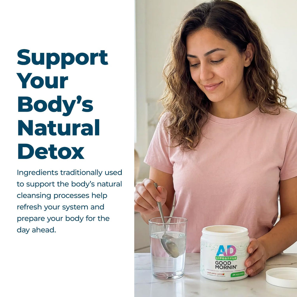 Project AD Life Good Morning Detox dissolving in water during morning routine