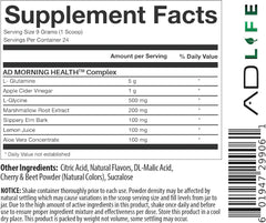Project AD Life Good Morning dissolved powder in glass highlighting easy preparation and flavor