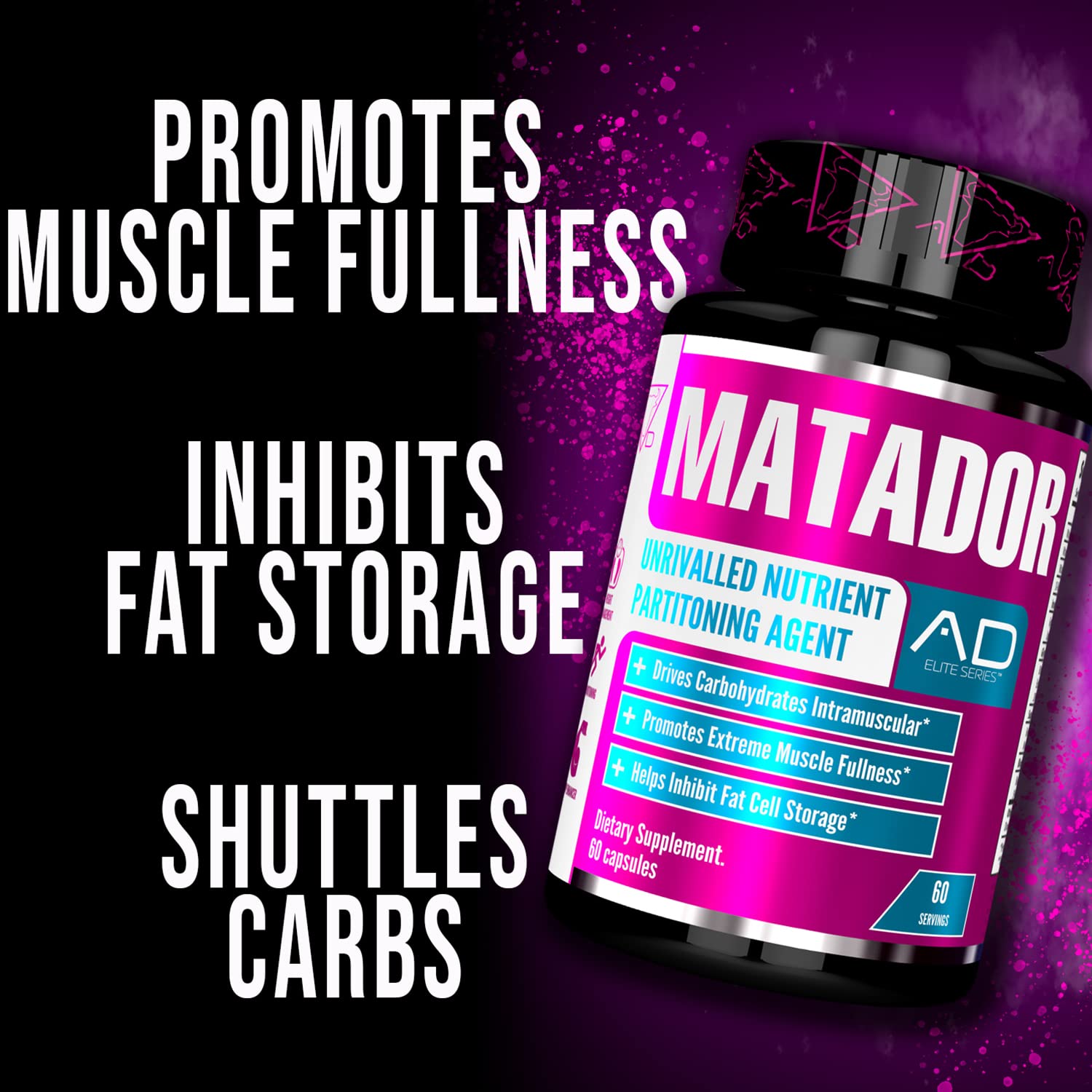 PROJECT AD MATADOR bottle back with supplement facts for clear ingredient transparency