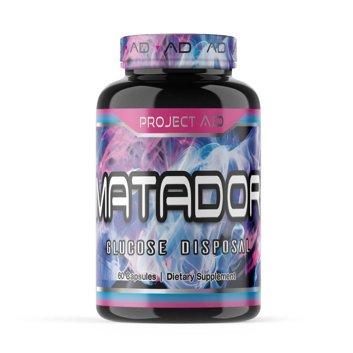 PROJECT AD MATADOR bottle front showing clean label for athletes seeking stronger pumps