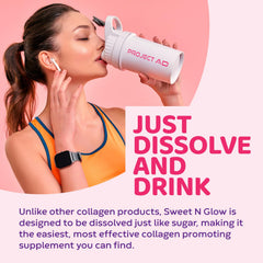 Project Ad Sweet N Glow on a mirror evokes a radiant skin vibe