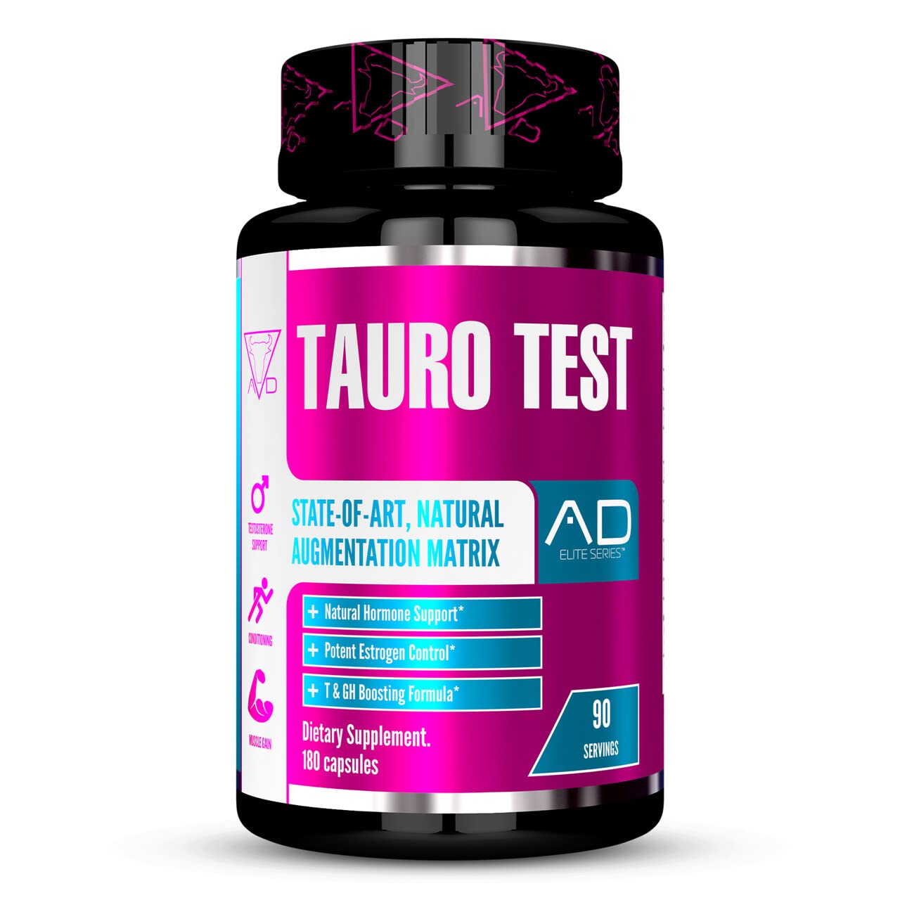 Project AD Tauro Test bottle on shelf highlighting athletic hormone support.