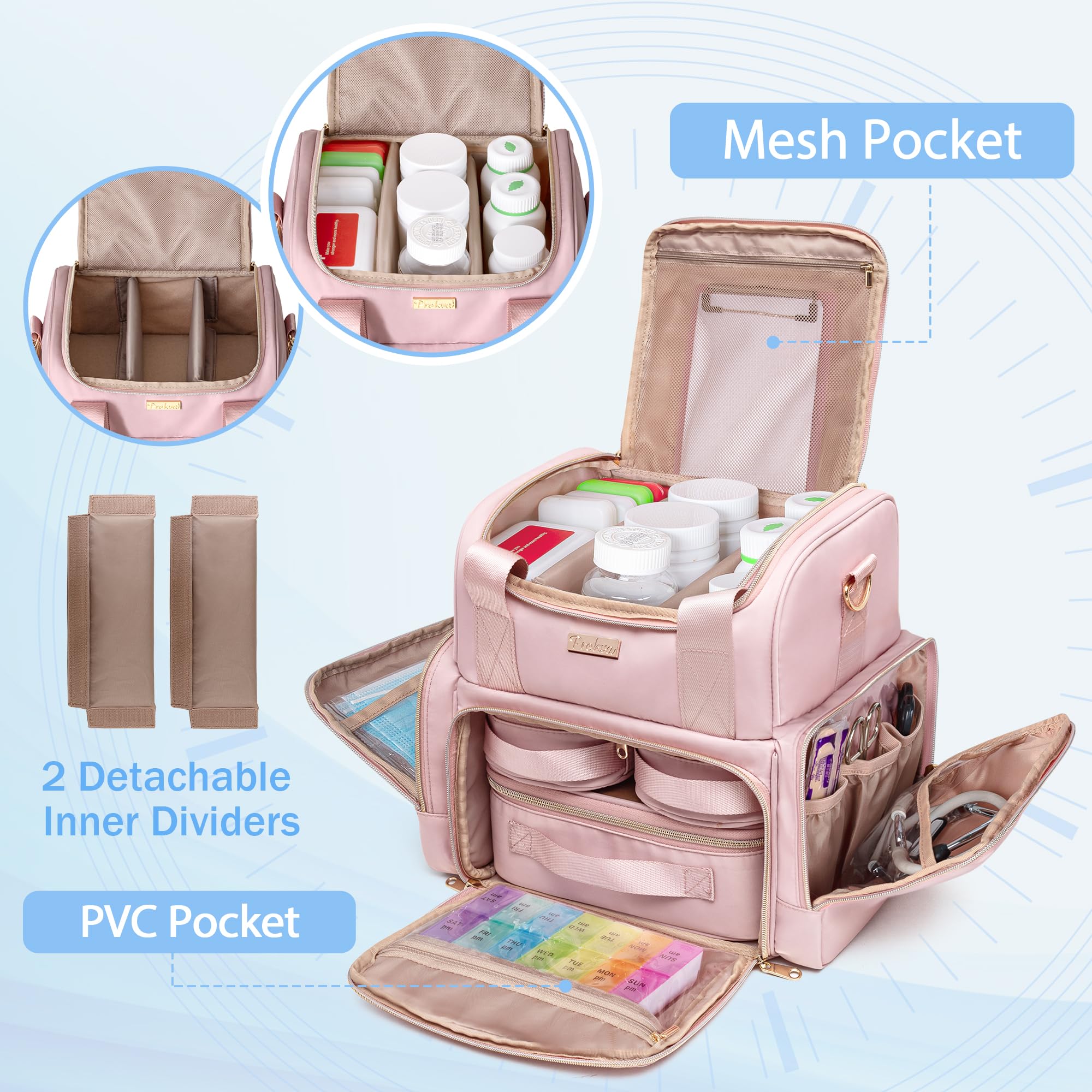Prokva bottom compartments with detachable bags and PVC lids for neat, portable storage.