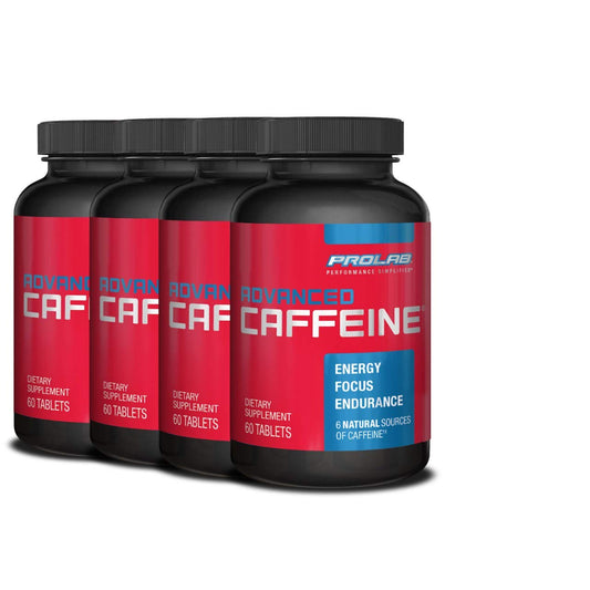 ProLab Advanced Caffeine 200mg bottle cap close-up showing sustained energy vibe