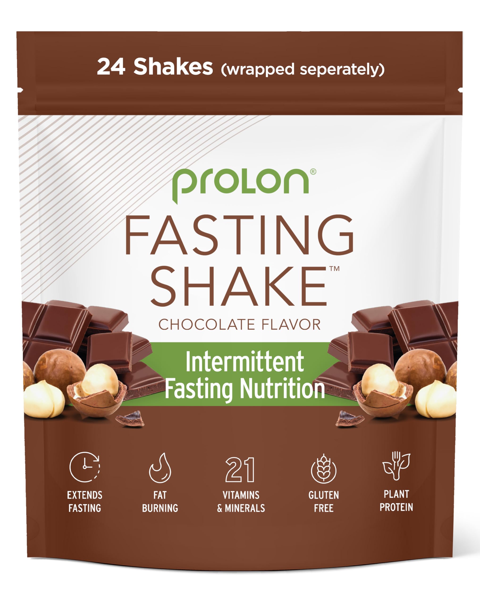Prolon chocolate drink mix packets offer a convenient morning fasting ritual with plant-based protein.