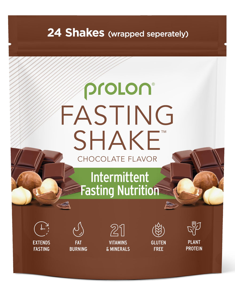 Prolon chocolate drink mix packets offer a convenient morning fasting ritual with plant-based protein.