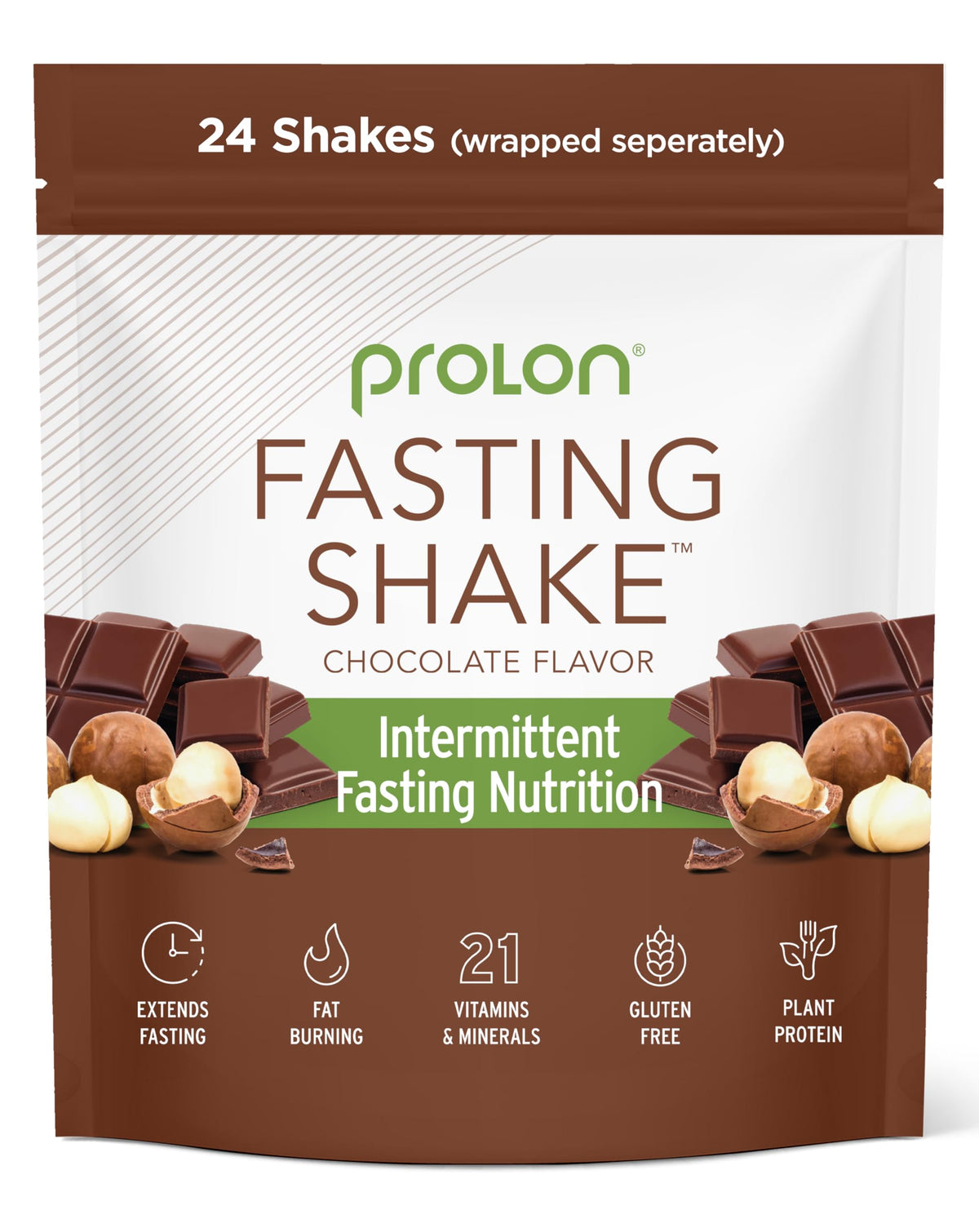 Prolon chocolate drink mix packets offer a convenient morning fasting ritual with plant-based protein.