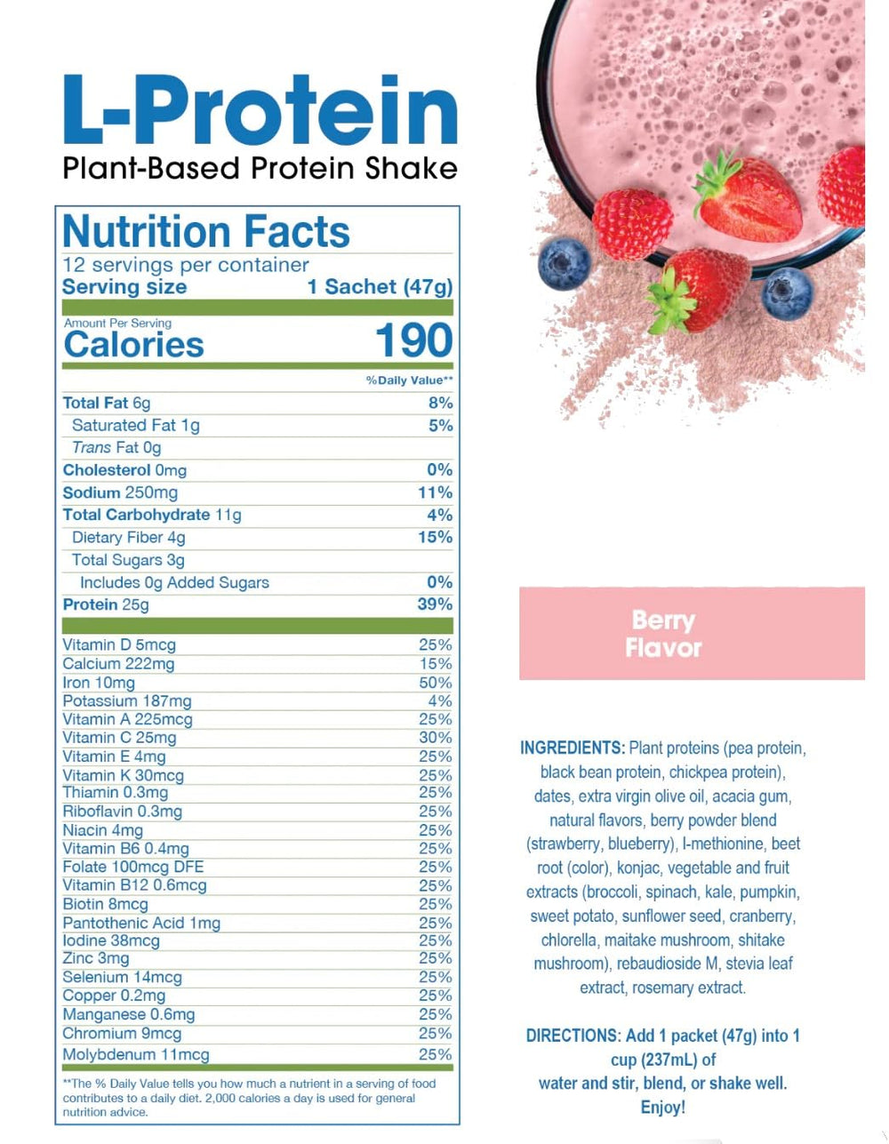 Packaging view of Prolon Longevity Berry protein powder emphasizing 24 packets