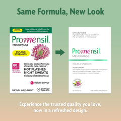 Promensil packaging box highlighting a three-pack bundle for ongoing menopause support.