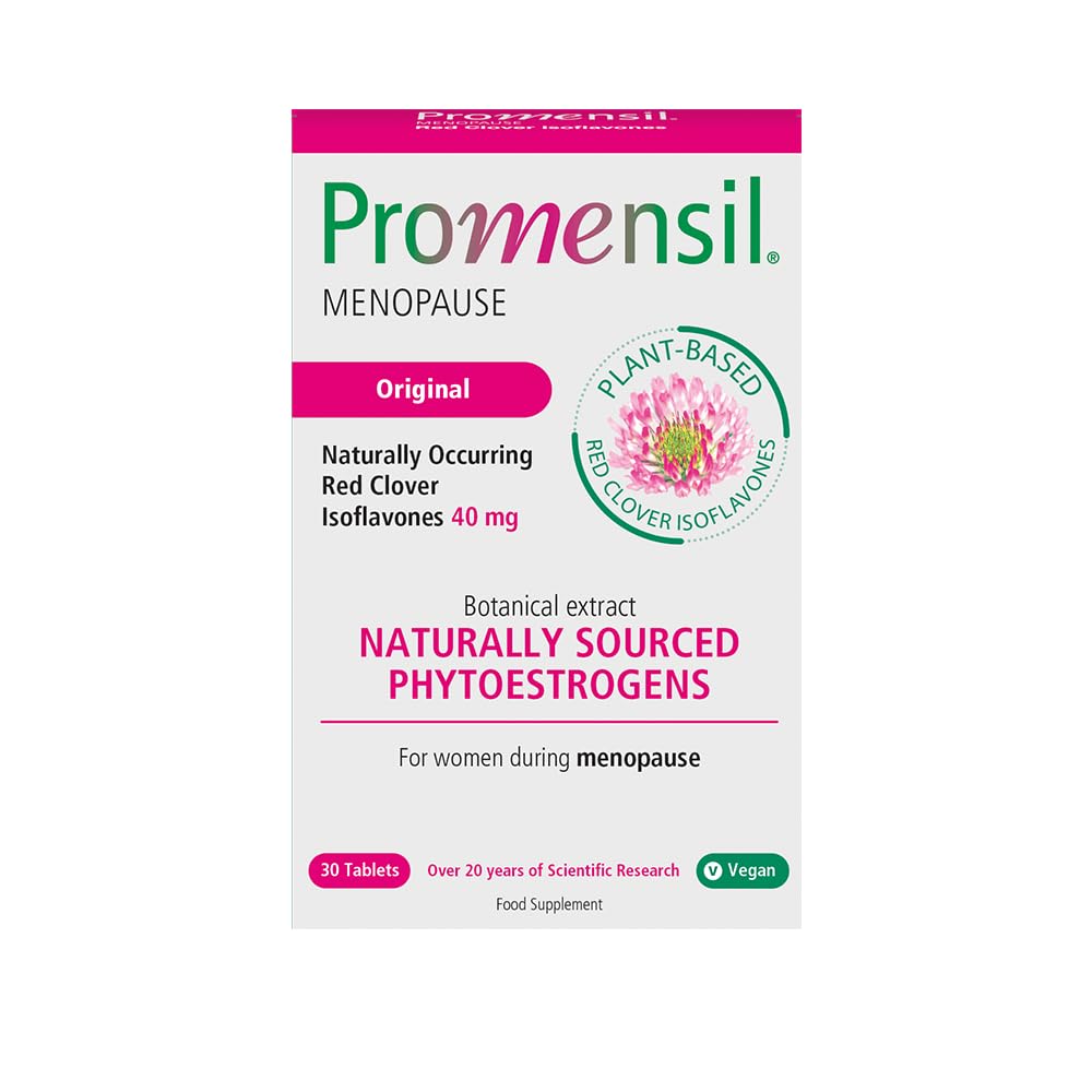 Promensil Red Clover tablets front view for natural balance support.