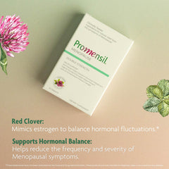 Promensil tablet close-up illustrating compact daily supplement