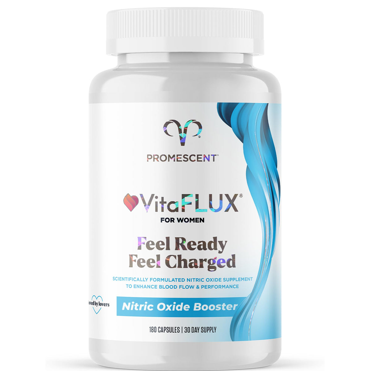 Promescent VitaFLUX bottle front showing compact daily energy supplement