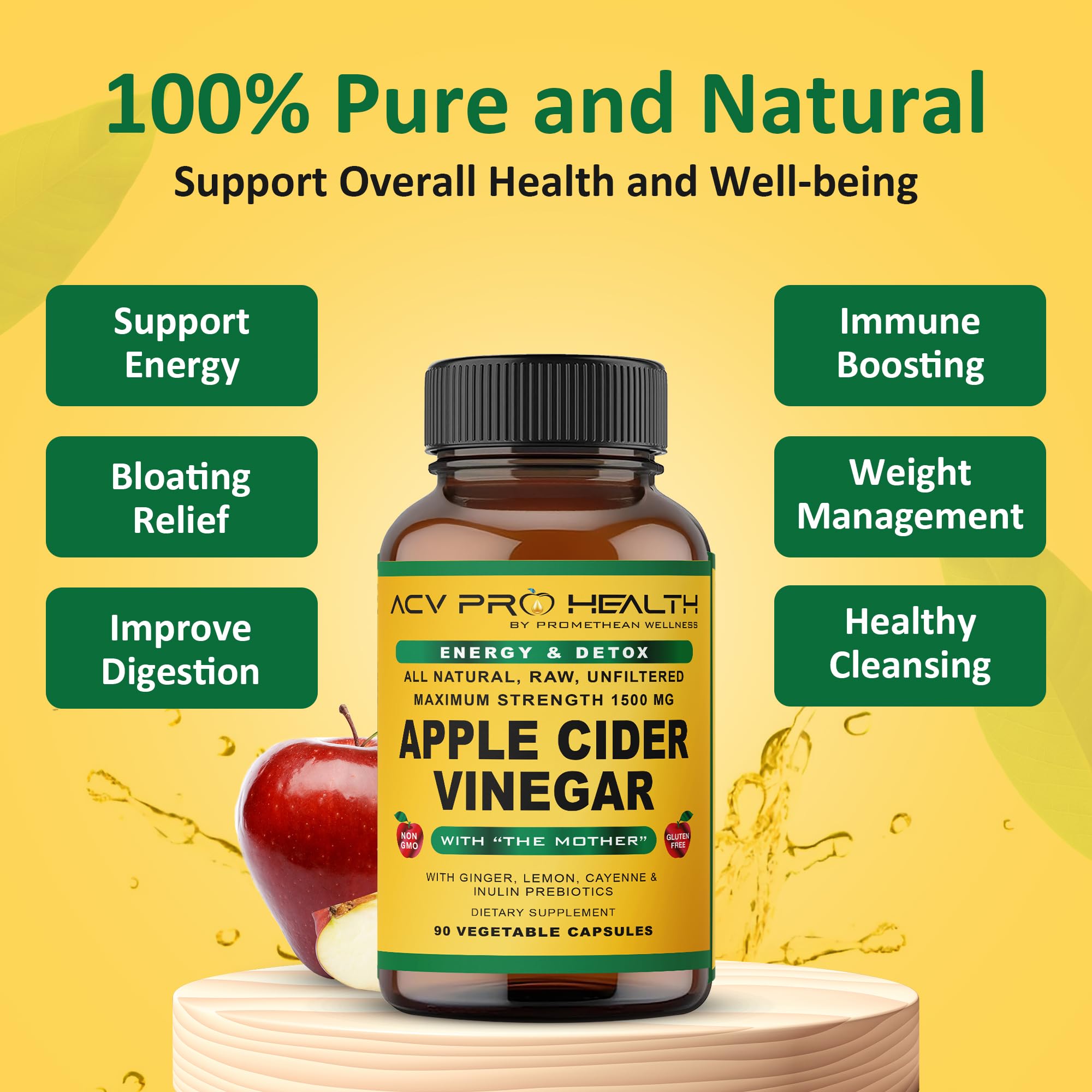 Promethean Wellness ACV Pro capsules close-up for easy daily swallowing.