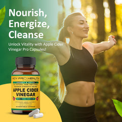 Promethean Wellness ACV Pro capsules close-up highlighting ingredients for digestion support.