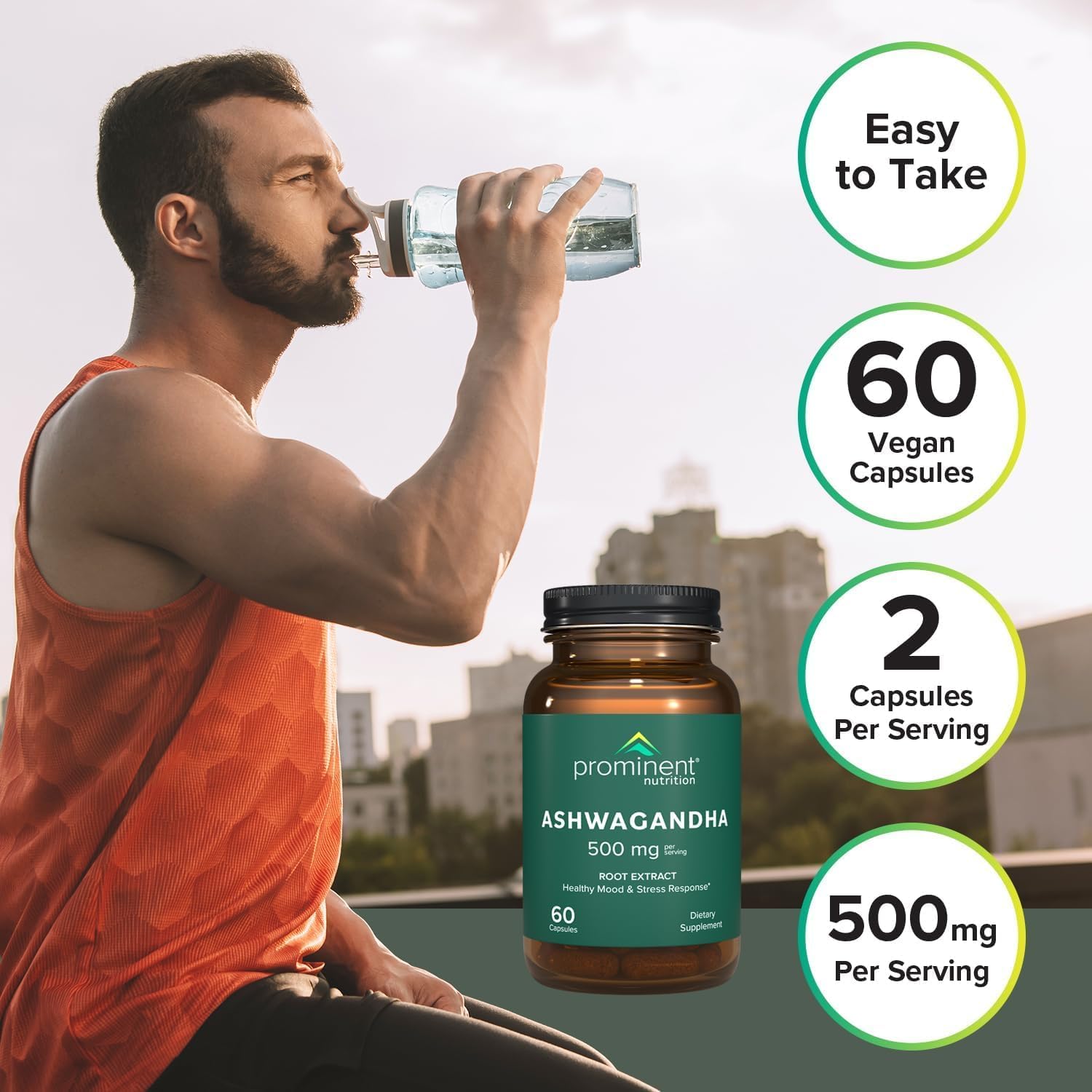 Prominent Nutrition Ashwagandha label front highlights root-only extract