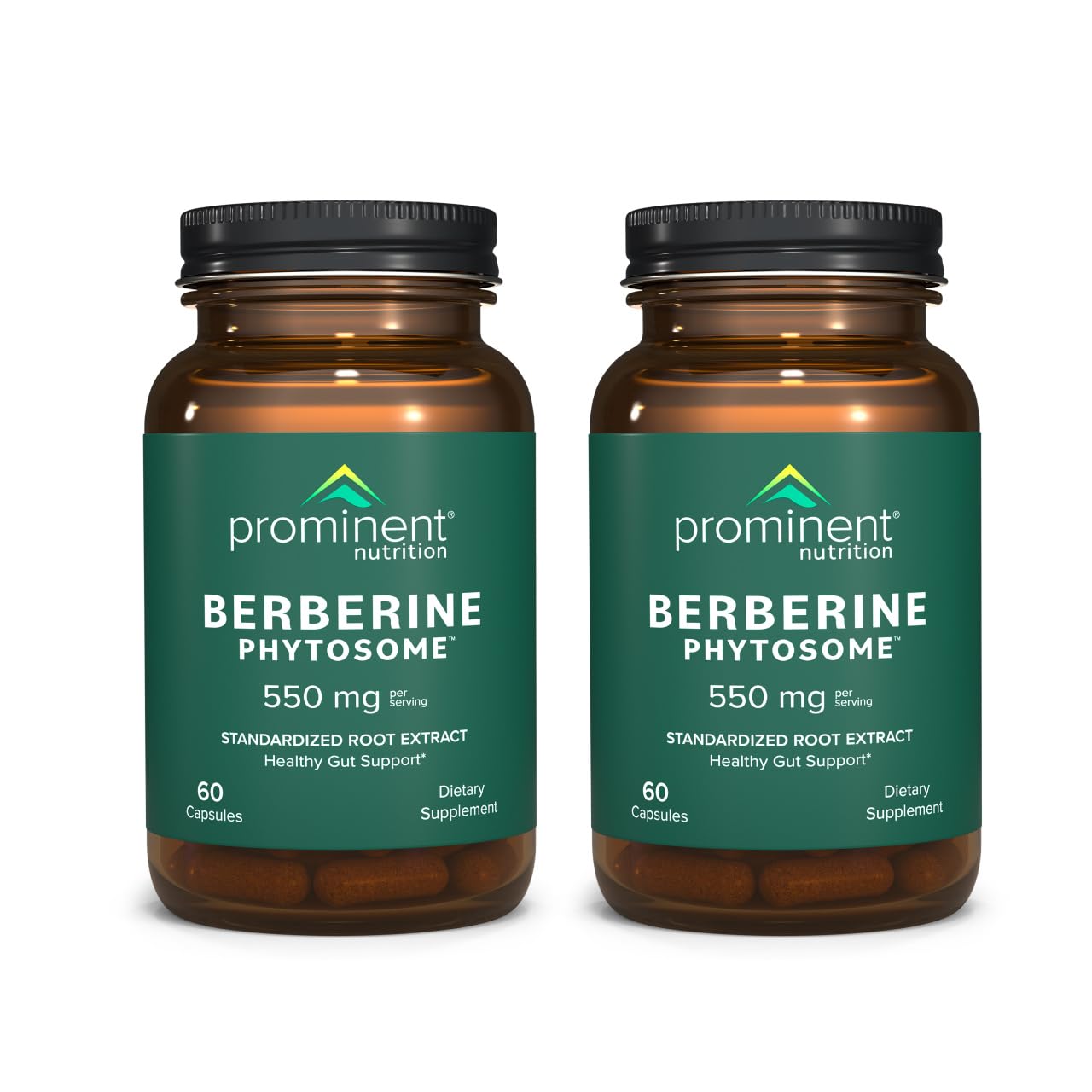 Prominent Nutrition Berberine Phytosome bottle for gut support and dosage clarity.