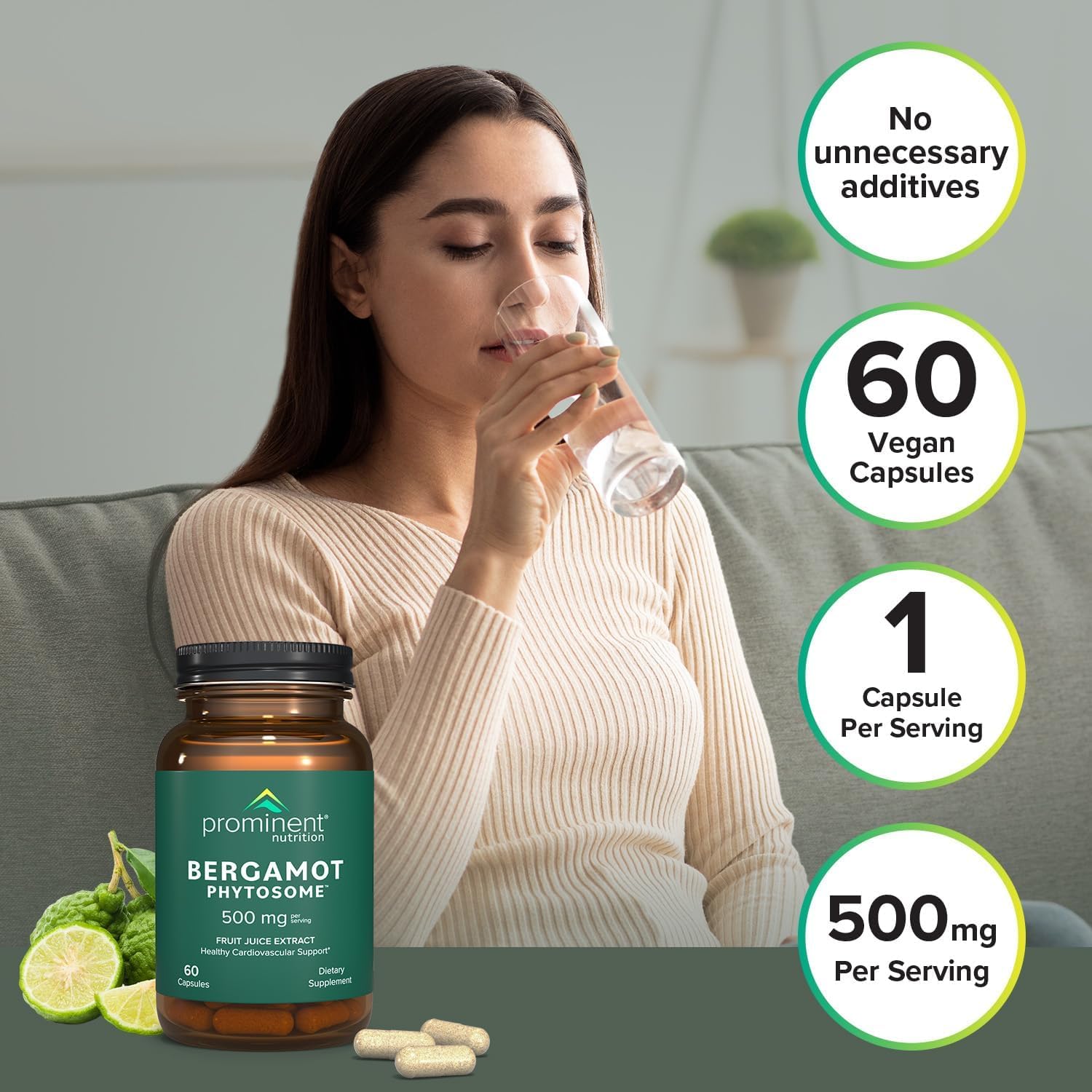 Prominent Nutrition Bergamot Phytosome daily-use on kitchen table supports routine.