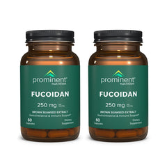 Prominent Nutrition Fucoidan gut health bottle on countertop supporting digestion and immune health.