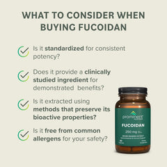 Prominent Nutrition Fucoidan vegetarian capsules in glass jar suitable for vegan diets.