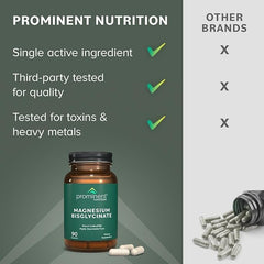 Prominent Nutrition magnesium bisglycinate vegan gluten-free label on bottle.