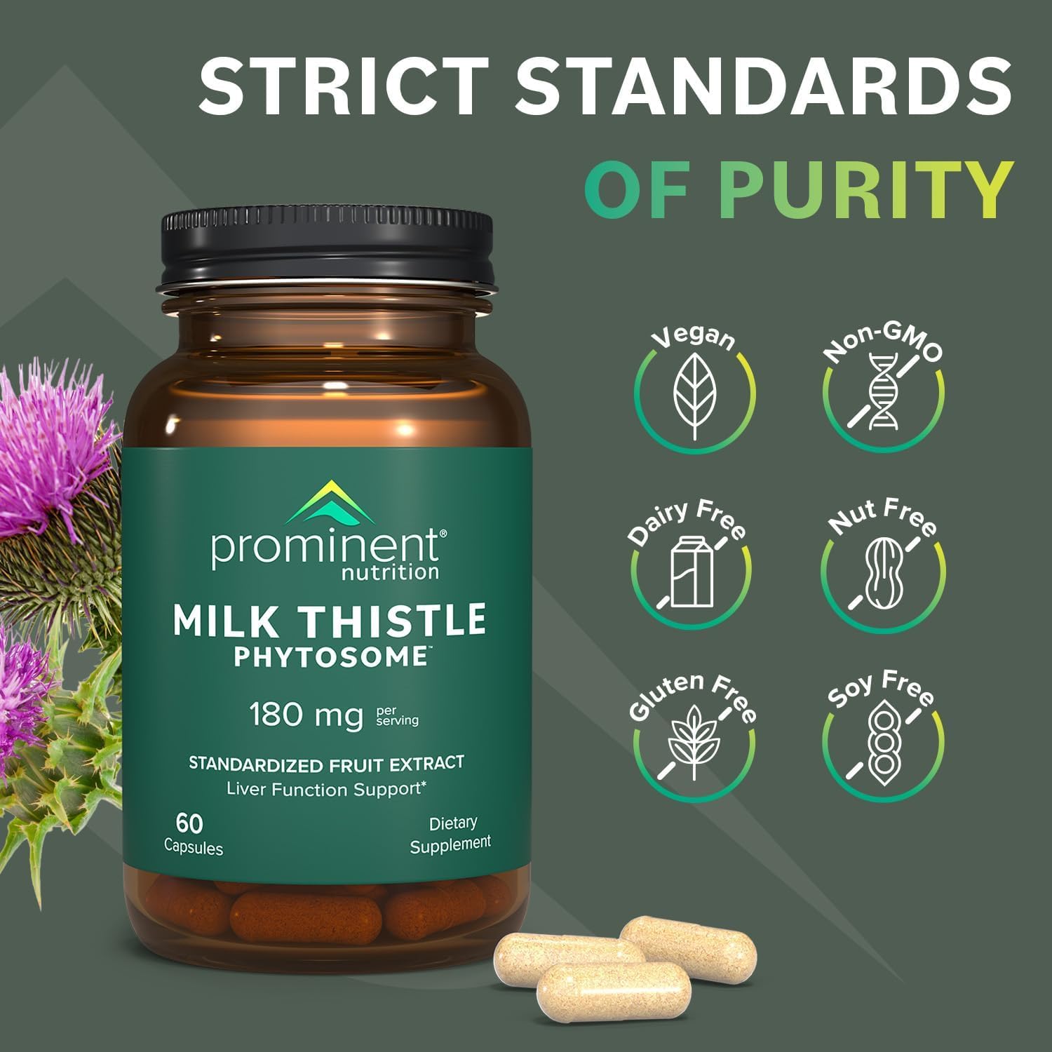 Prominent Nutrition Milk Thistle Phytosome label details display standardized silybin content.