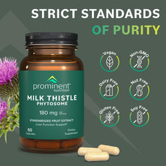 Prominent Nutrition Milk Thistle Phytosome label details display standardized silybin content.