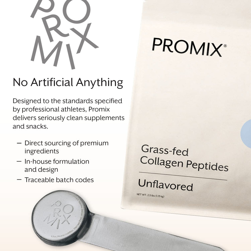 Promix Collagen Peptides ingredients label with grass-fed collagen.