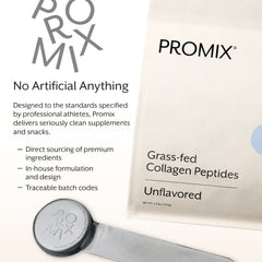 Promix Collagen Peptides ingredients label with grass-fed collagen.