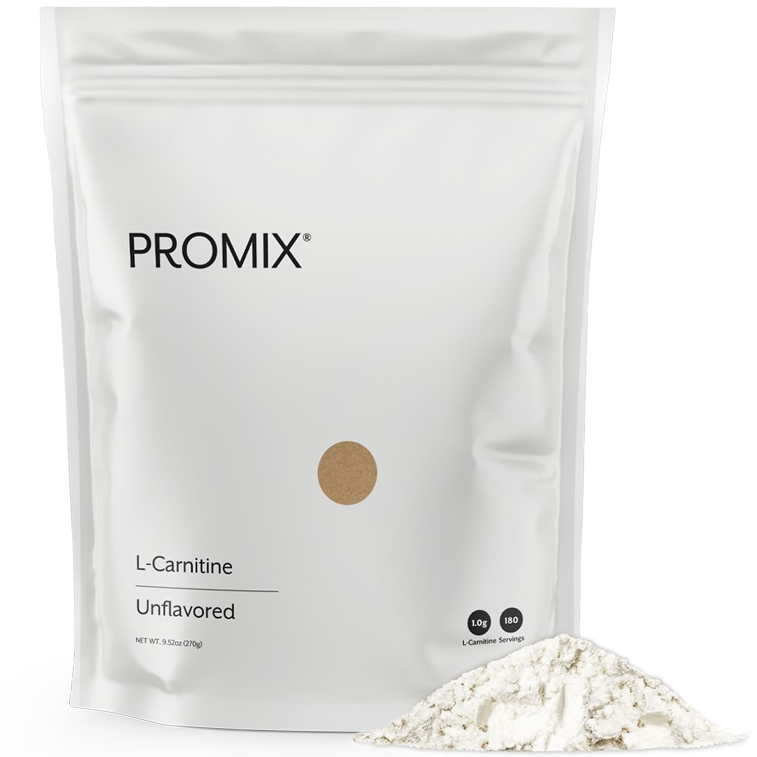 Promix L-Carnitine Powder bottle showing sugar-free formulation for workouts