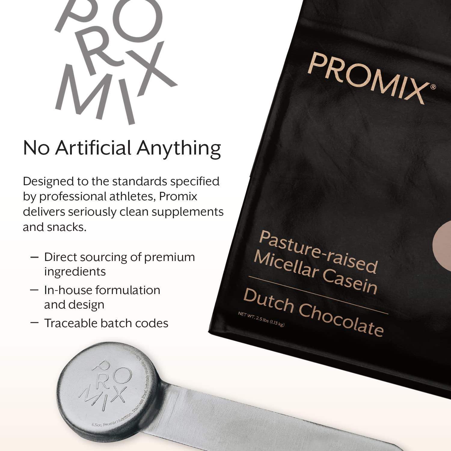 5lb ProMix Casein powder packaging emphasizing value and servings.